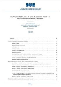 Ley Orgánica 8 2021, de 4 de junio, de protección integral a la infancia y la adolescencia frente a la violencia